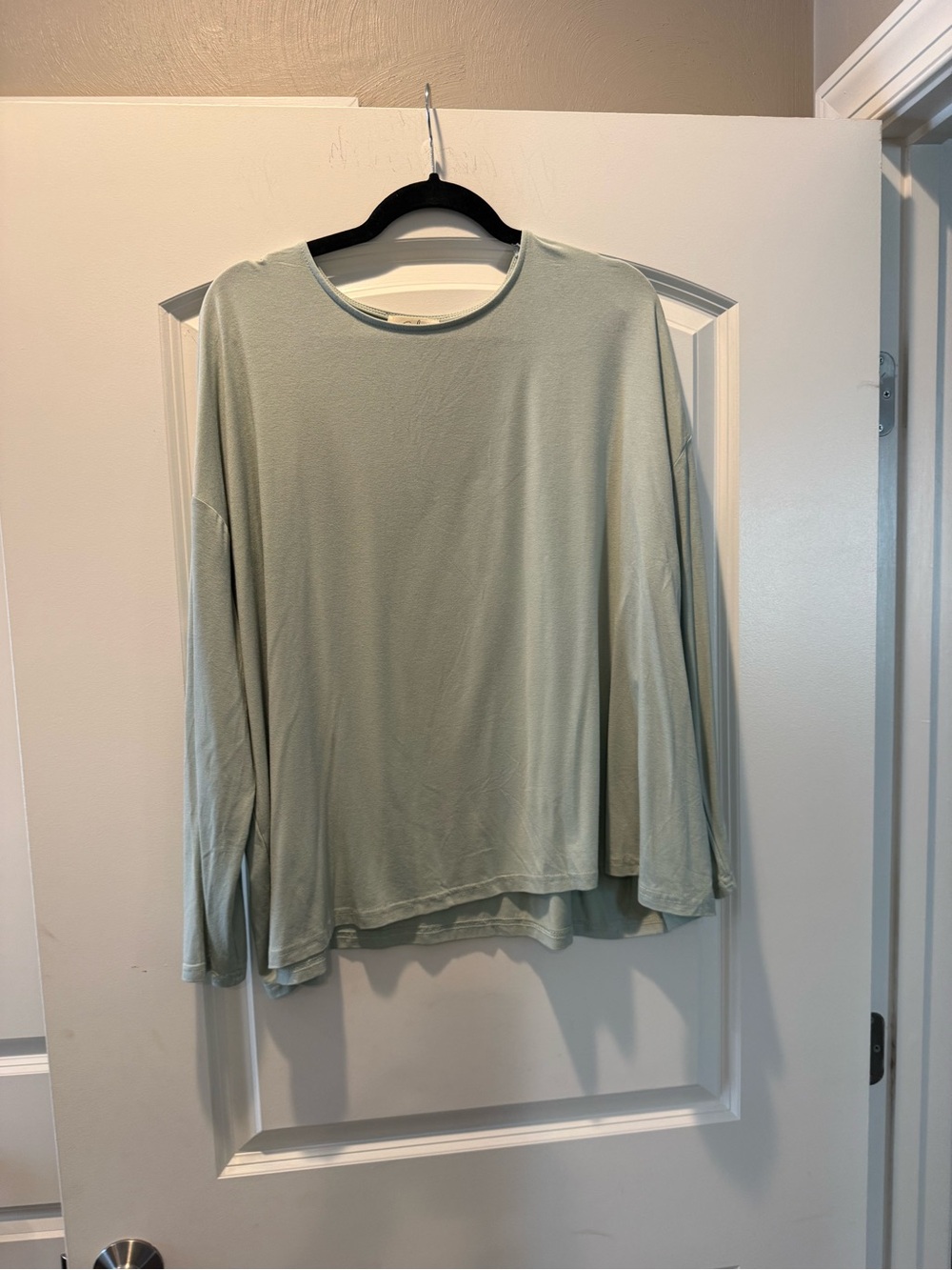 easel Long-Sleeve Crew Top in Sage